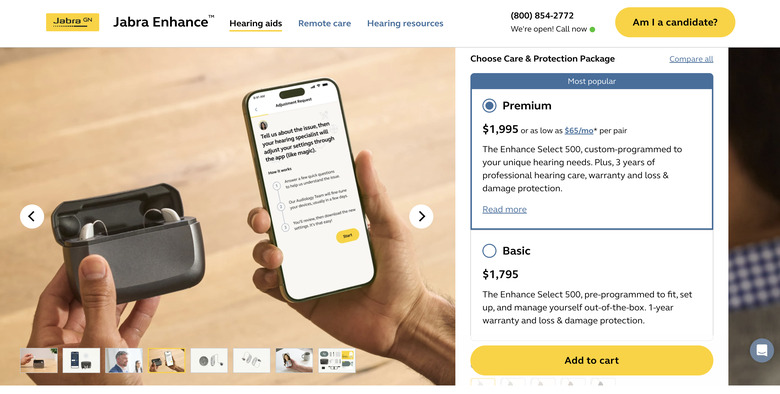 Jabra Enhance's OTC hearing aid options top out at almost $2,000.