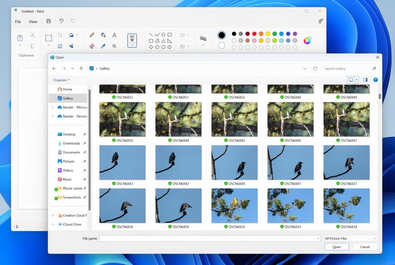 Gallery in the Windows 11 file-picker view