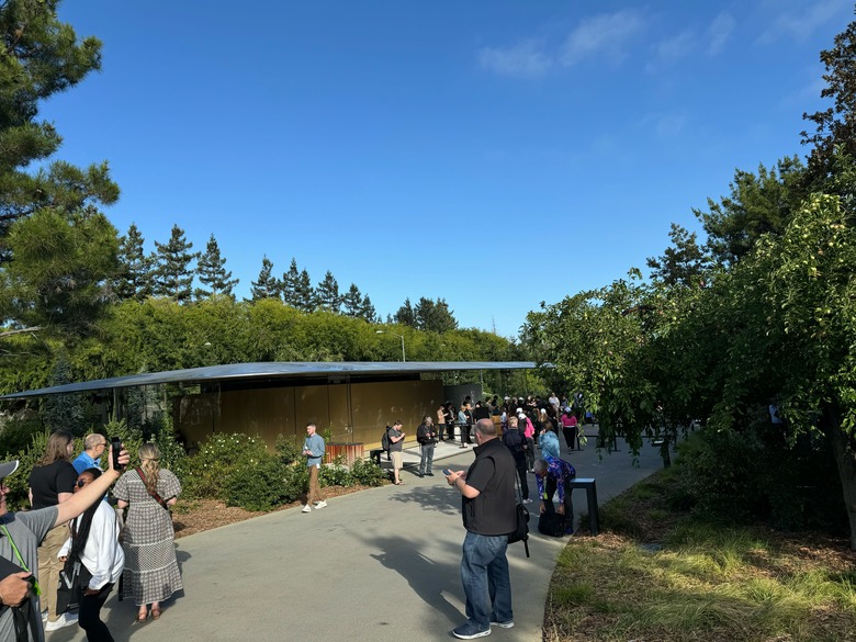 From earlier: Attendees gathering at the check-in area at Apple Park.