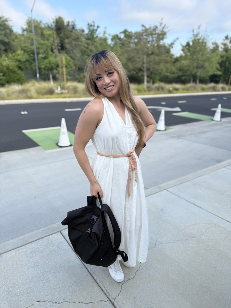 Cherlynn tells me that Apple has changed up the logistics a bit this year, so she's in transit at Apple Park right now. But as you can see, she's red carpet-ready while awaiting her transportation.
