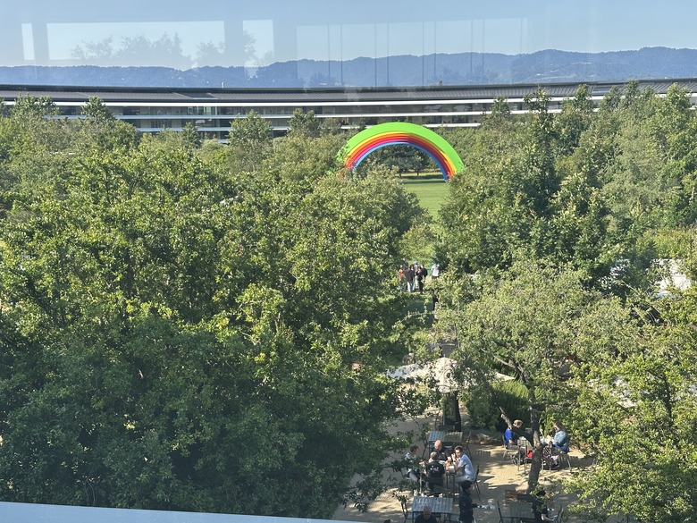 Apple Park's iconic rainbow.