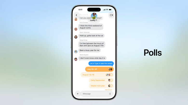 With iOS 26, you can create a poll in group chats.