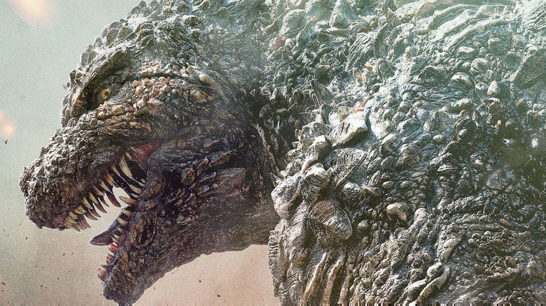A closeup of Godzilla from Godzilla Minus One