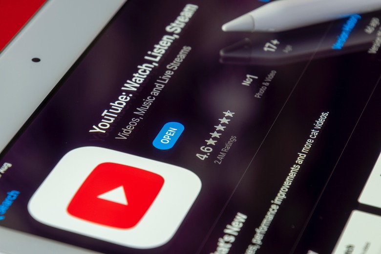 An image of a phone or tablet showing YouTube. 