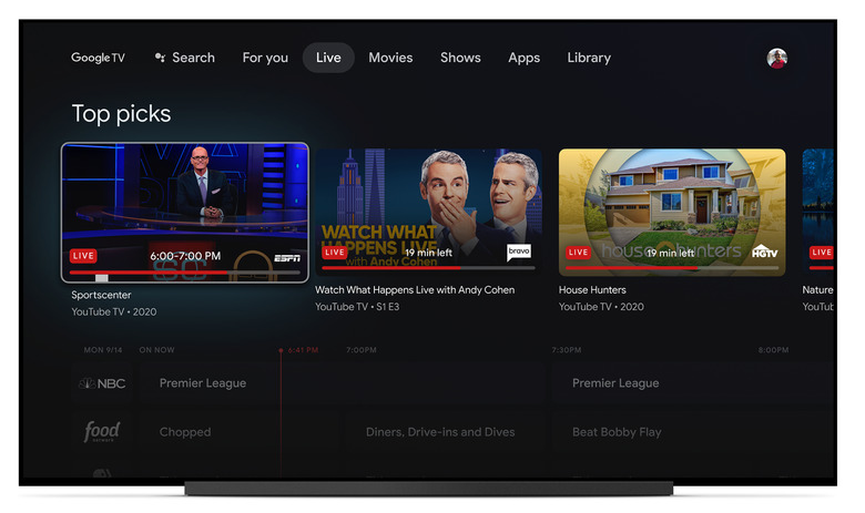 YouTube app on a smart TV