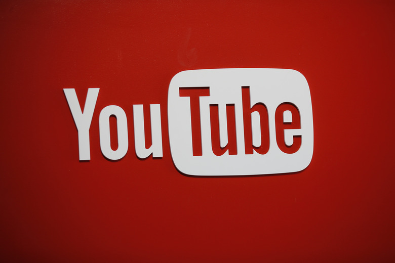 This Oct. 21, 2015 photo shows signage with a logo at the YouTube Space LA offices in Los Angeles. (AP Photo/Danny Moloshok)