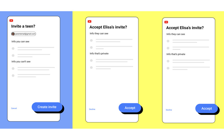 Screenshots of how parents can link their accounts with their teens'.