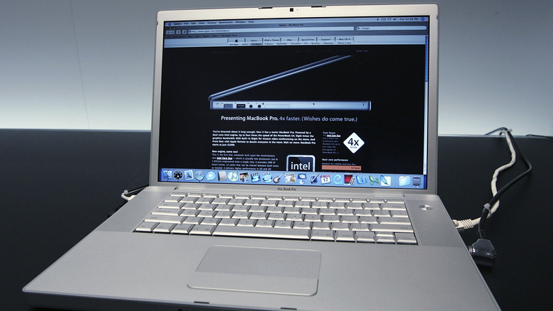 A 2006 MacBook Pro on a table.