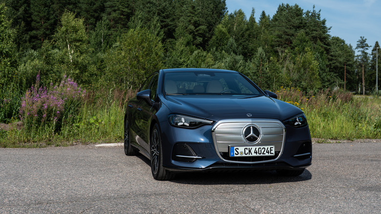 An electric Mercedes-Benz C-Class in the wild.