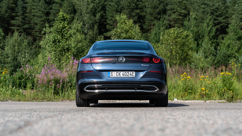 A C-Class from the rear, which is probably not its most flattering angle