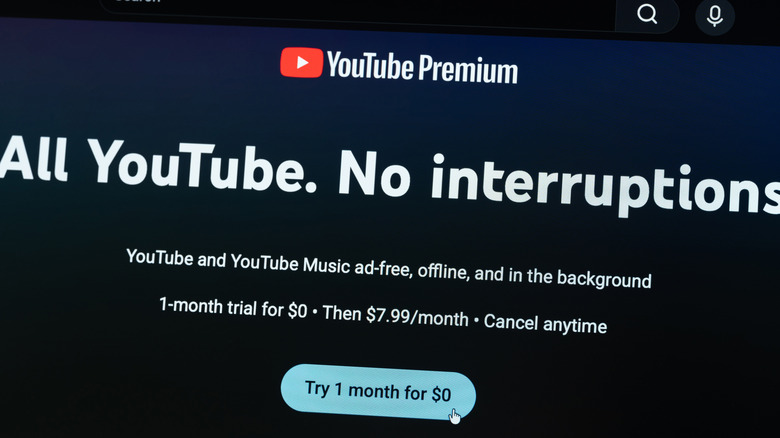 YouTube Premium home page with pricing and plan details.