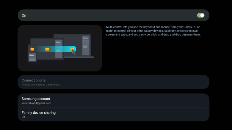 Multi Control settings on Samsung Galaxy Tab S10 Ultra.