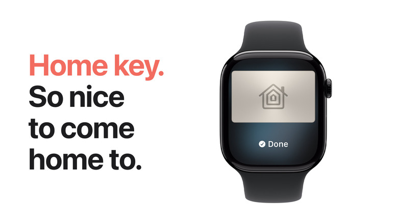 A digital home key on an Apple Watch.