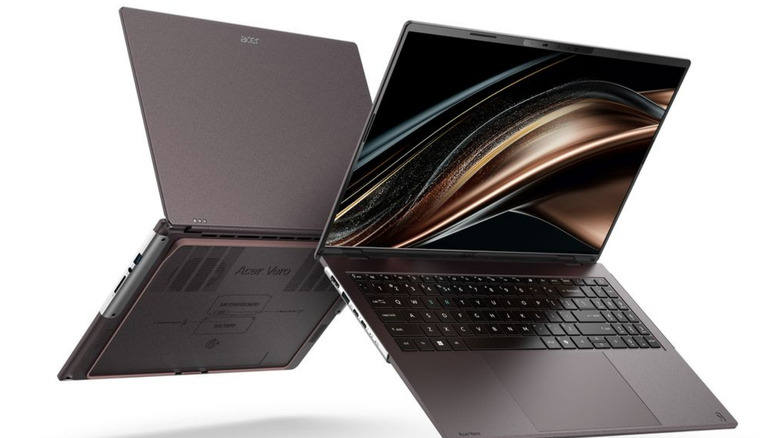 Two laptops from the front and back.