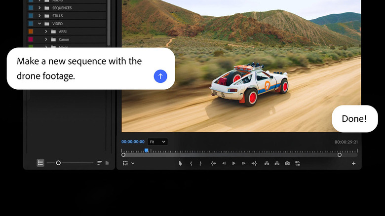 A screenshot showing a new conversational workflow in Adobe Premiere