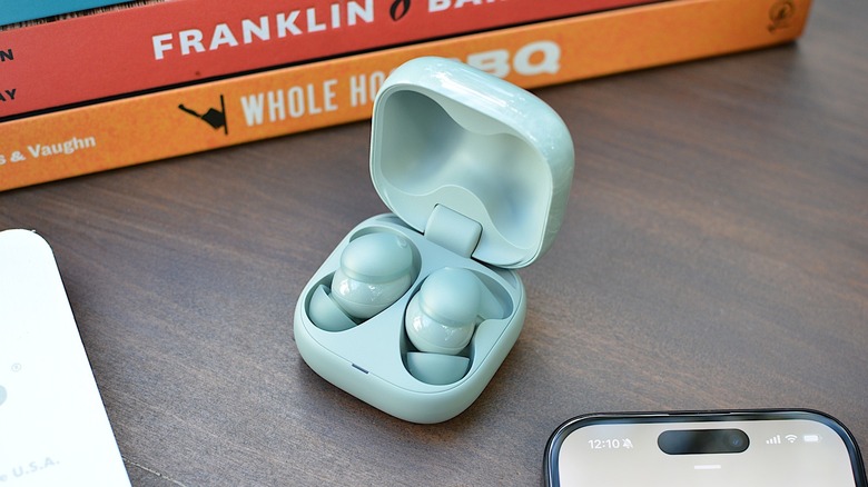 Sony LinkBuds Fit in a charging case.
