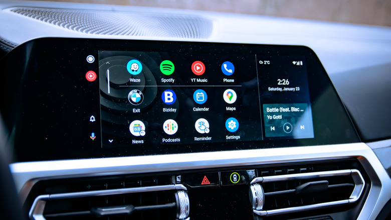A car dashboard with apps.