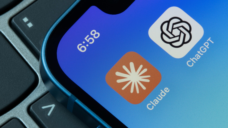 The Claude app icon and the ChatGPT app icon side by side on a phone.