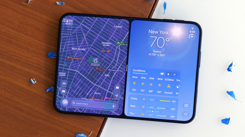 Side-by-side multitasking on the iPhone Duo.