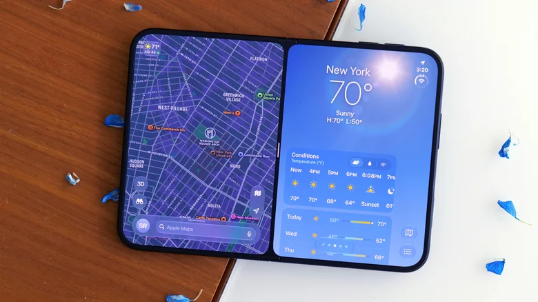 Side-by-side multitasking on the iPhone Duo.
