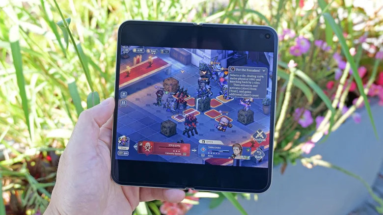 A game running on the inner screen of the Pixel 11 Pro Fold.