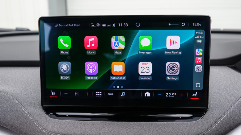 An in-vehicle display with Apple CarPlay active