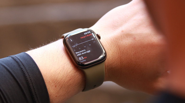 The Recover HRV Average page on an Apple Watch Series 12.