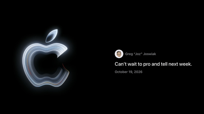 An Apple logo on the left and a post on the right from 