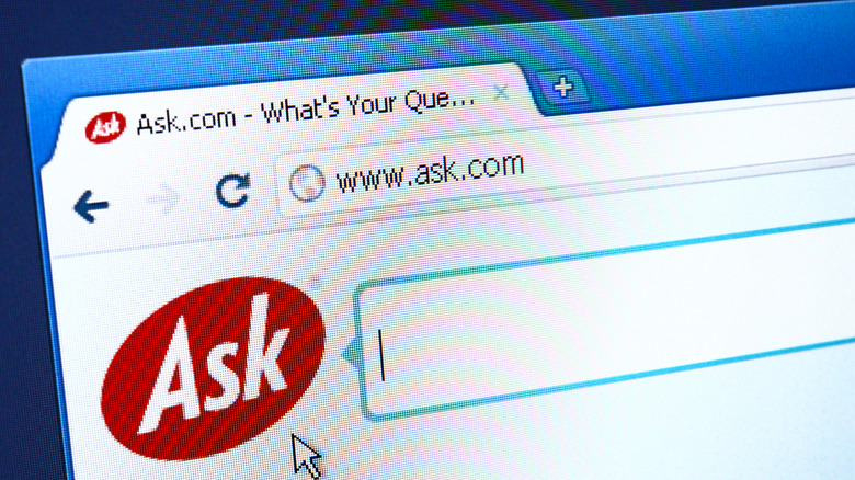 Ask.com open on a web browser.