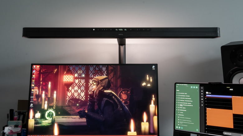 BenQ ScreenBar Max installed on desk