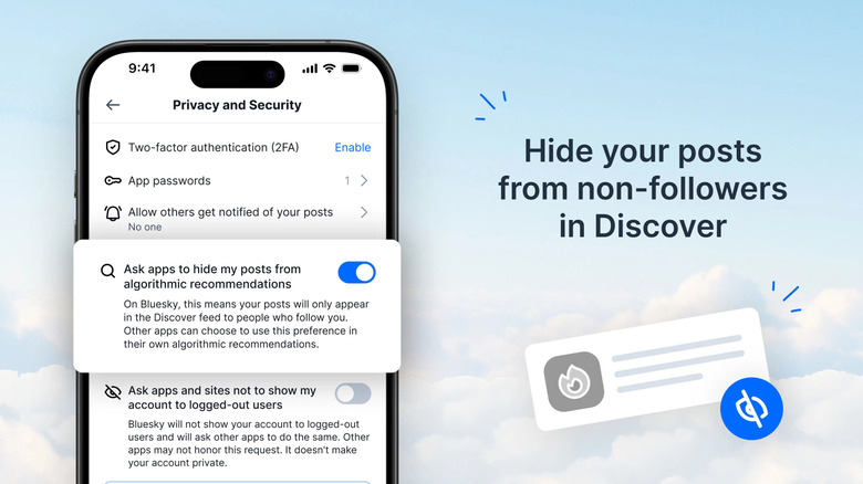 The Bluesky app with the new privacy setting showing.