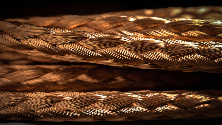 Closeup of copper cables