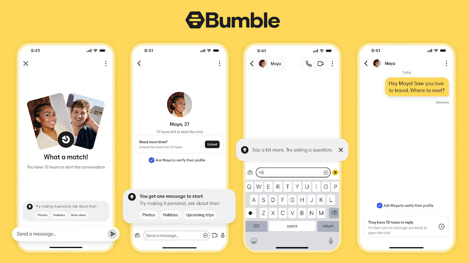 Bumble now lets either person send the first message after matching