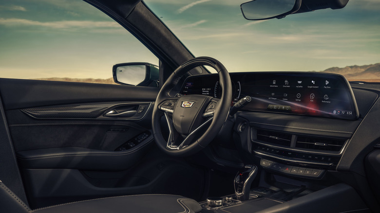The interior of GM's 2025 Cadillac CT5-V is shown with a 33-inch display