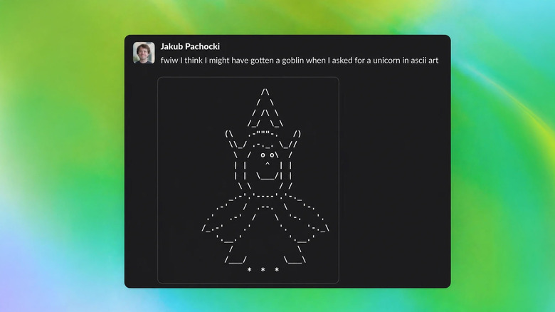 A screenshot of an ascii art goblin generated by ChatGPT