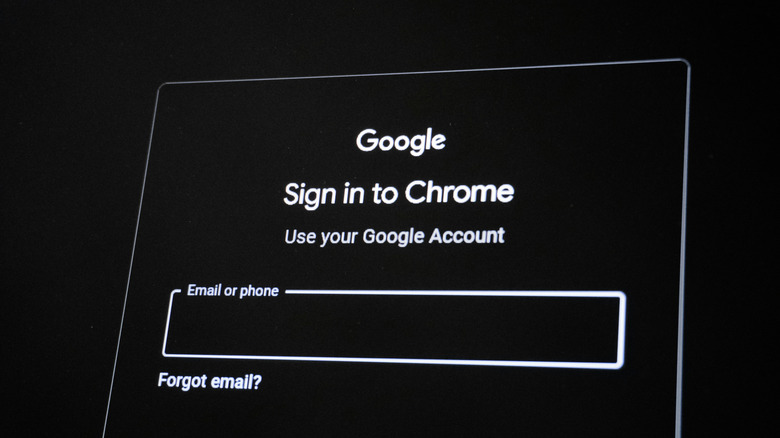 Google Chrome's log-in screen.