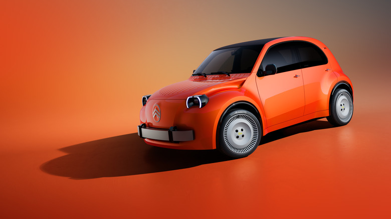 Citroën's 2 CV Concept in bright orange.