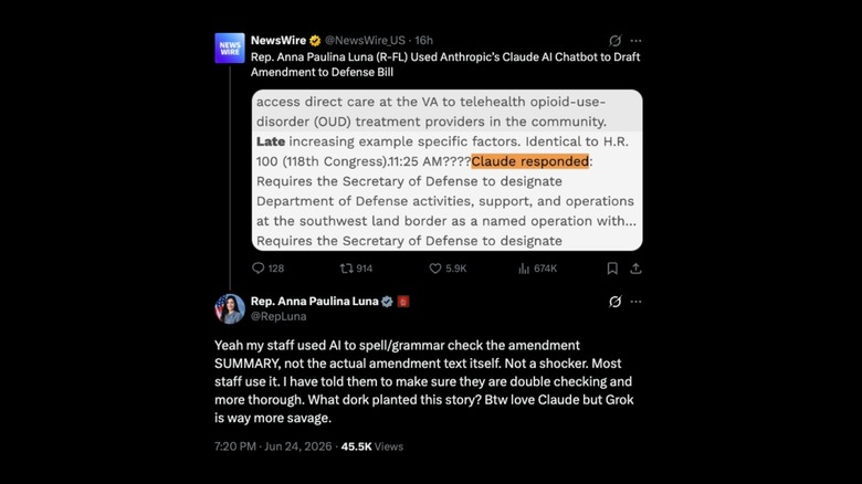 Screenshot of Anna Paulina Luna's X post