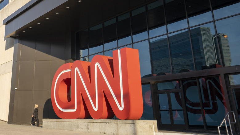 CNN's logo outside an office building.