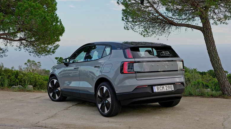 Volvo XC40 electric vehicle shown in large garage