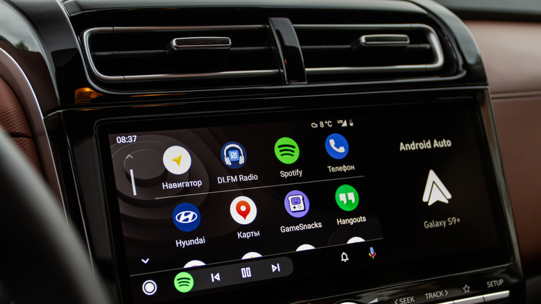 A car's display showing Android Auto