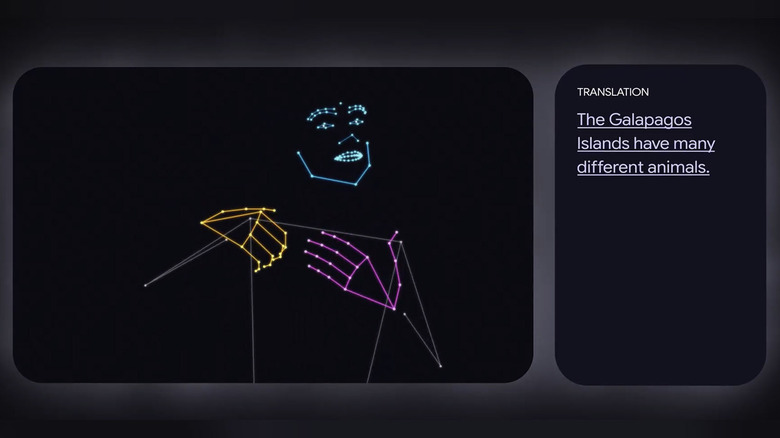 A screenshot demonstrating how Google's new SL2T model works to transcribe sign language.