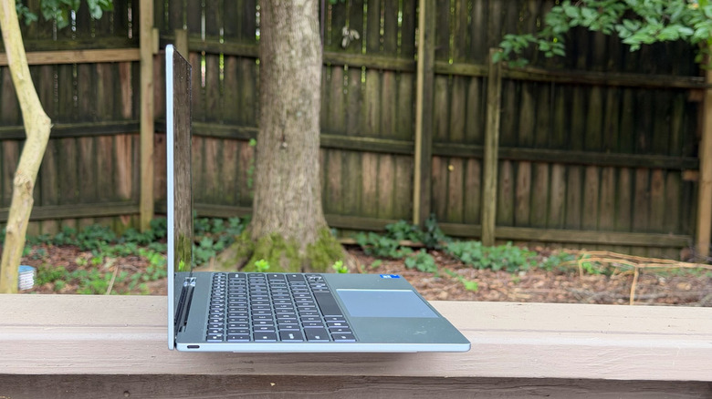 The XPS 13 on a deck.