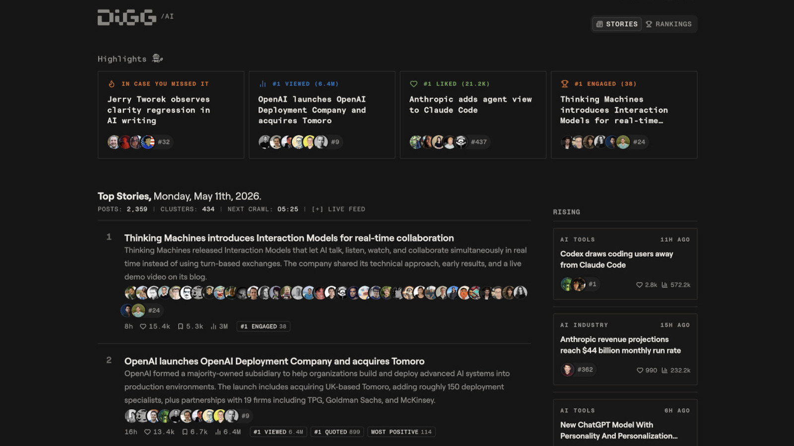 Digg is back again, this time to aggregate AI news