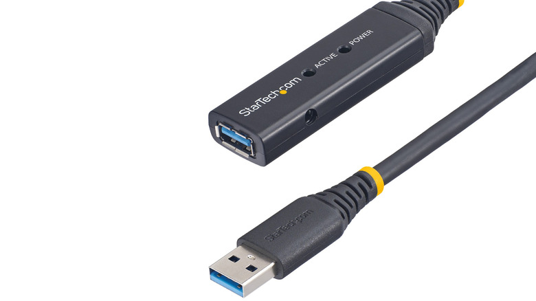StarTech active USB extension cable with USB-A male and female connectors.