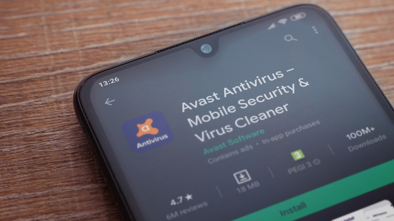 The Avast antivirus app, listed inside the Google Play Store for installation.