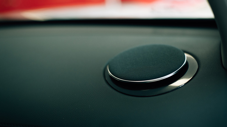 A zoomed-in view of a car speaker.