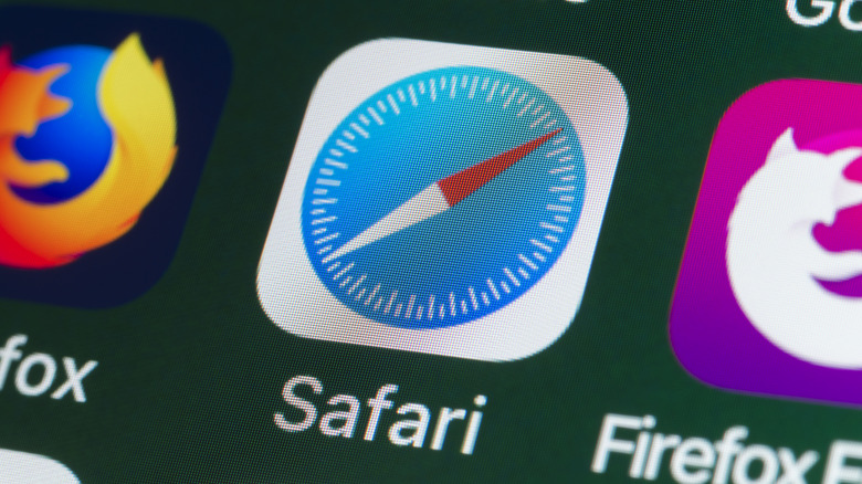 Close-up view of the Safari app icon on an iPhone screen.