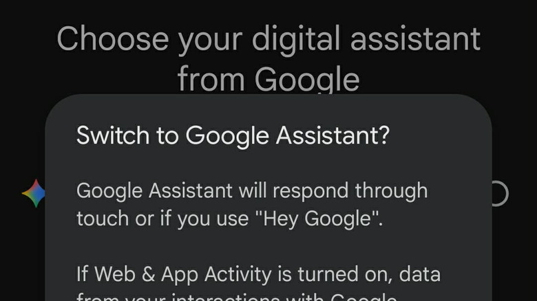 Screenshot of switching to Google Assistant