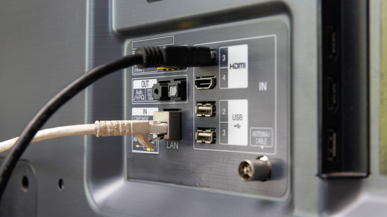 Smart TV audio input and output connections.